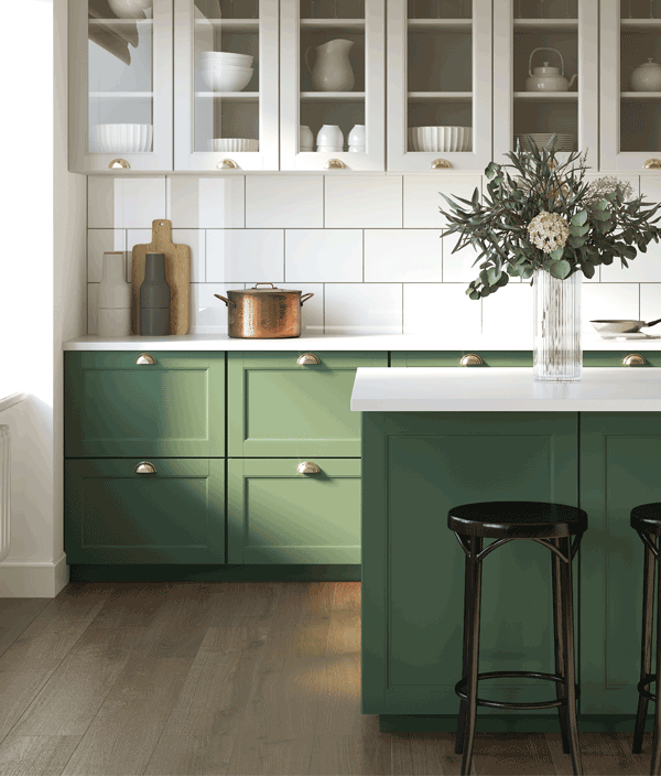 Sage green kitchen cabinets